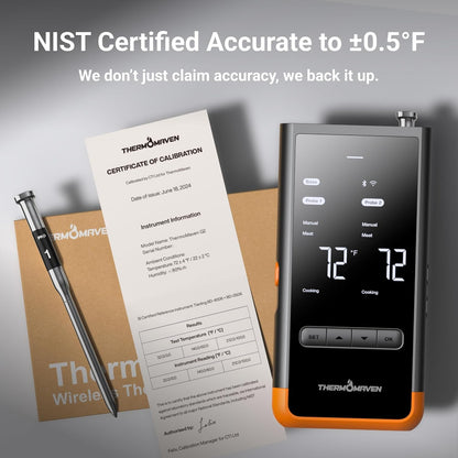 Sub-1G Wireless Meat Thermometer, 2 Probes Wifi Thermometer | 3000FT Open Range, Smart App + Base Control, 6 Sensor NIST ±0.5°F Accuracy, BBQ Smoker Grill Oven, Brisket Steak Turkey Pork9