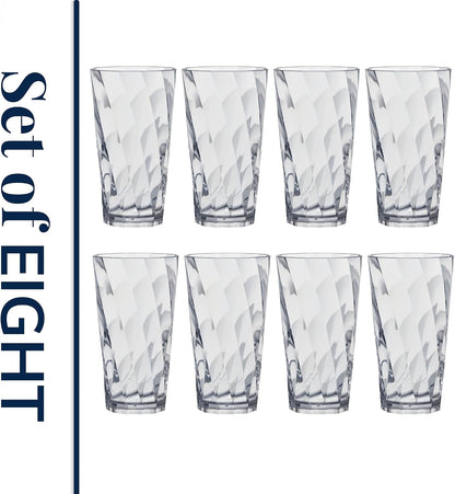Optix Plastic Reusable Drinking Glasses (Set of 8) 20Oz Water Cups in Clear | Bpa-Free Tumblers, Made in USA | Top-Rack Dishwasher Safe8