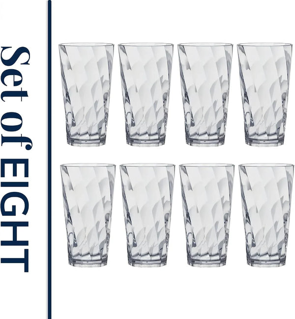 Optix Plastic Reusable Drinking Glasses (Set of 8) 20Oz Water Cups in Clear | Bpa-Free Tumblers, Made in USA | Top-Rack Dishwasher Safe8