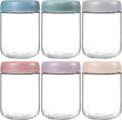 6-Pack 16 Oz Overnight Oats Containers with Lids, Glass Jars with Airtight Lids, Wide Mouth Mason Salad Jars, Glass Food Storage Containers for Snacks Yogurt Spice Sugar1