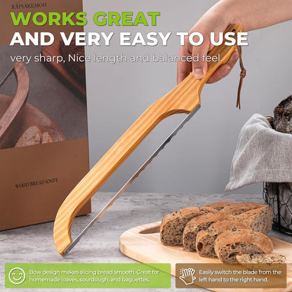 Sourdough Bread Knife,Bread Slicer for Homemade,Even Slicing | 15.7" Bread Slicer for Homemade Bread, Baguettes and More Cuts Thin,Bow Design Easy to Cutting Even Slices8