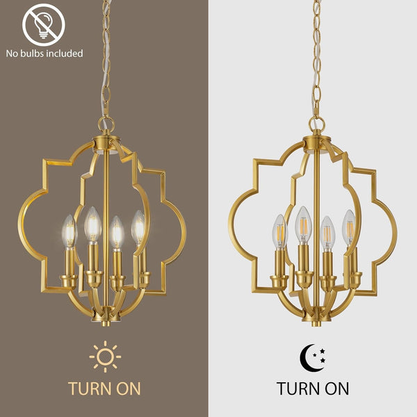 Brushed Gold Dining Room Chandeliers, 15.6" Farmhouse Pendant Light7