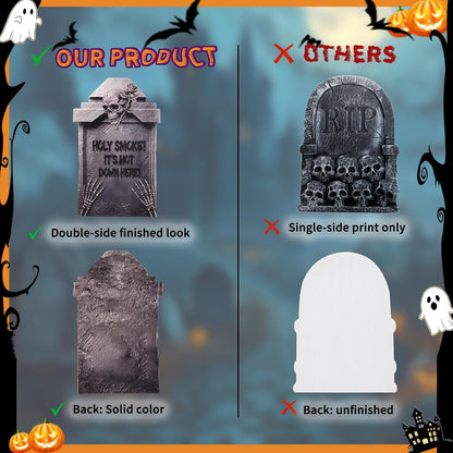 17" Halloween Tombstones Outdoor Decorations, 6 Pack Graveyard Yard Signs | Metal Stakes Included, Corrugated Plastic Halloween Lawn Decor, Weather-Resistant Cemetery Props, Not Foam6