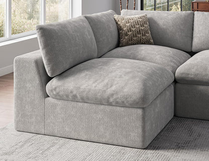 120" Cloud Sectional Couch | Oversize Boneless Couches for Living Room | 4 Seater L-Shape Sofa | Light Grey3