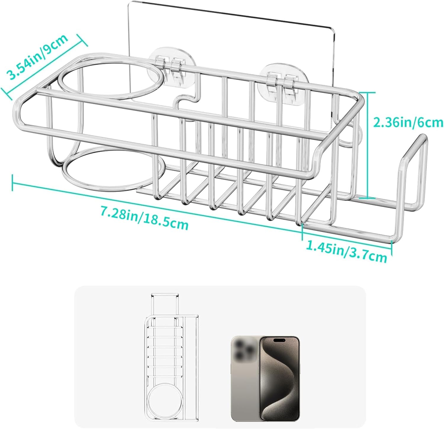 4-in-1-sink-caddy-sponge-holder-sus304-stainless-steel-kitchen-brush-holder-and-dish-cloth-hanger-kitchen-organizers-and-storage-essentials-silver