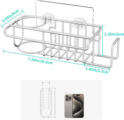 4 in 1 Sink Caddy Sponge Holder, SUS304 Stainless Steel Kitchen Brush Holder and Dish Cloth Hanger, Kitchen Organizers and Storage Essentials - Silver6