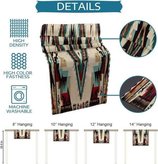 Southwestern Table Runner 72 Inches Long for Dining Table Decor,Multicolored Native American Rustic Aztec Burlap Linen Farmhouse Table Runner Coffee Table Runners Dresser Scarf for Kitchen Party7