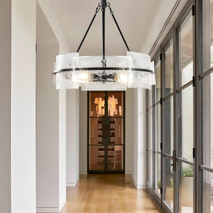 Modern Dining Room Chandelier 22” Black Textured Glass Chandelier7
