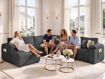108 in L Shaped Modular Sectional Sofa Couch for Living Room, Dark Grey8