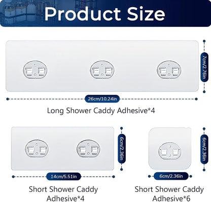 14 Pack Shower Caddy Adhesive Replacement, Strong Adhesive Hooks, Waterproof Shower Adhesive Strips, No Drilling, for Bathroom Storage Shelves4