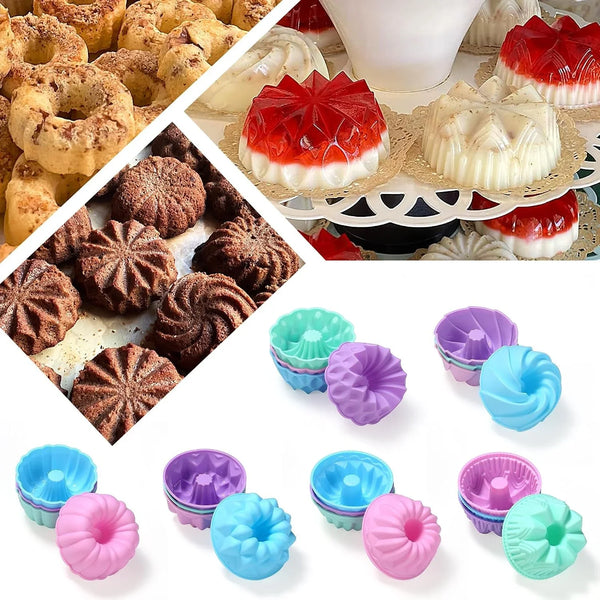 24Pack Silicone Molds, Nonstick 3 Inches Donut Mold, Silicone Baking Cups, Donut Pan, Muffin, Jello, Bagel Pan, Oven- Microwave- Dishwasher Safe4