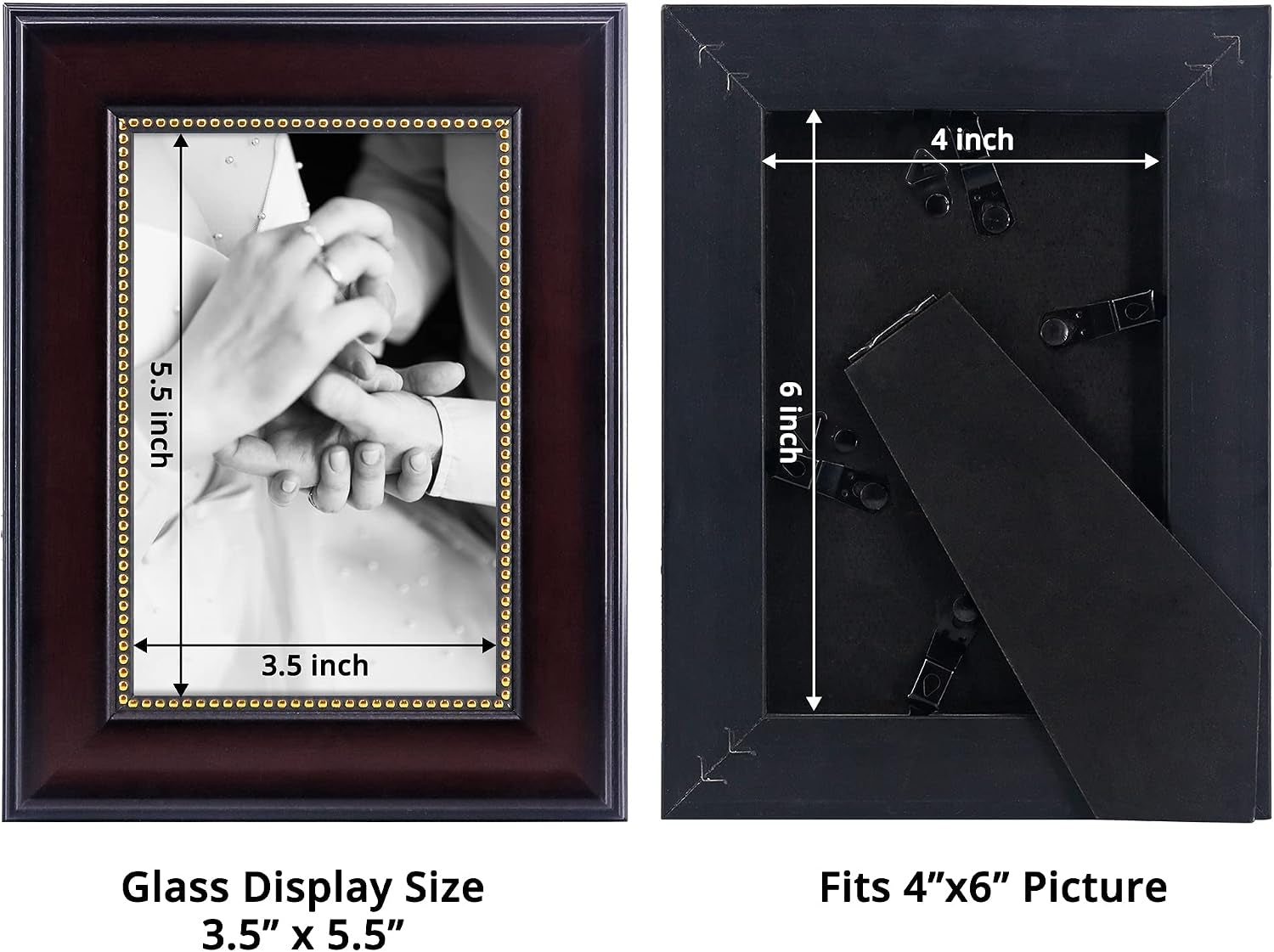 4x6-picture-frames-real-glass-display-photos-for-wall-or-tabletop-mahogany-with-gold-beads-2-pack