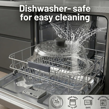 Microwave Tall Glass Plate Cover | Splatter Guard Lid with Easy Grip Silicone Handle Knob | 100% Food Grade | BPA Free and Dishwasher Safe | 10 Inch (Black-)8