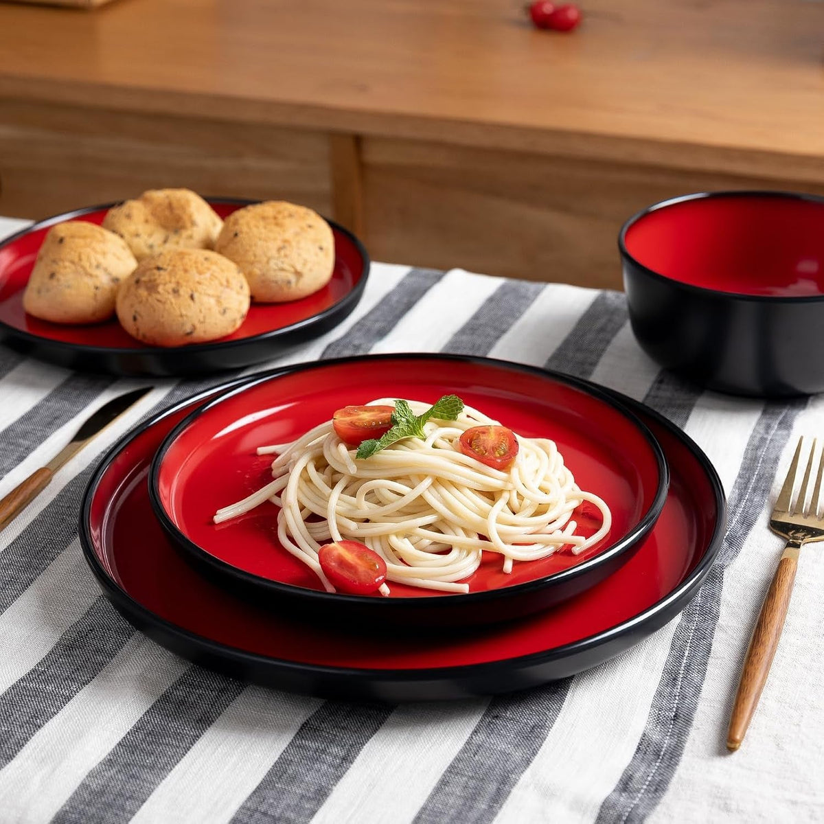 melamine-12-piece-modern-dinnerware-set-kitchen-plates-and-bowls-sets-luxury-2-tone-red-and-black-ceramic-look-dish-set-for-4-christmas-luxury-dinnerware-dishes-set