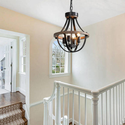 Farmhouse Chandelier, Modern Hanging Pendant Lighting, 4-Light Rustic Ceiling Light Fixture, Vintage Chandelier for Hallway Foyer Dining Room Entryway Kitchen Island Bedroom3