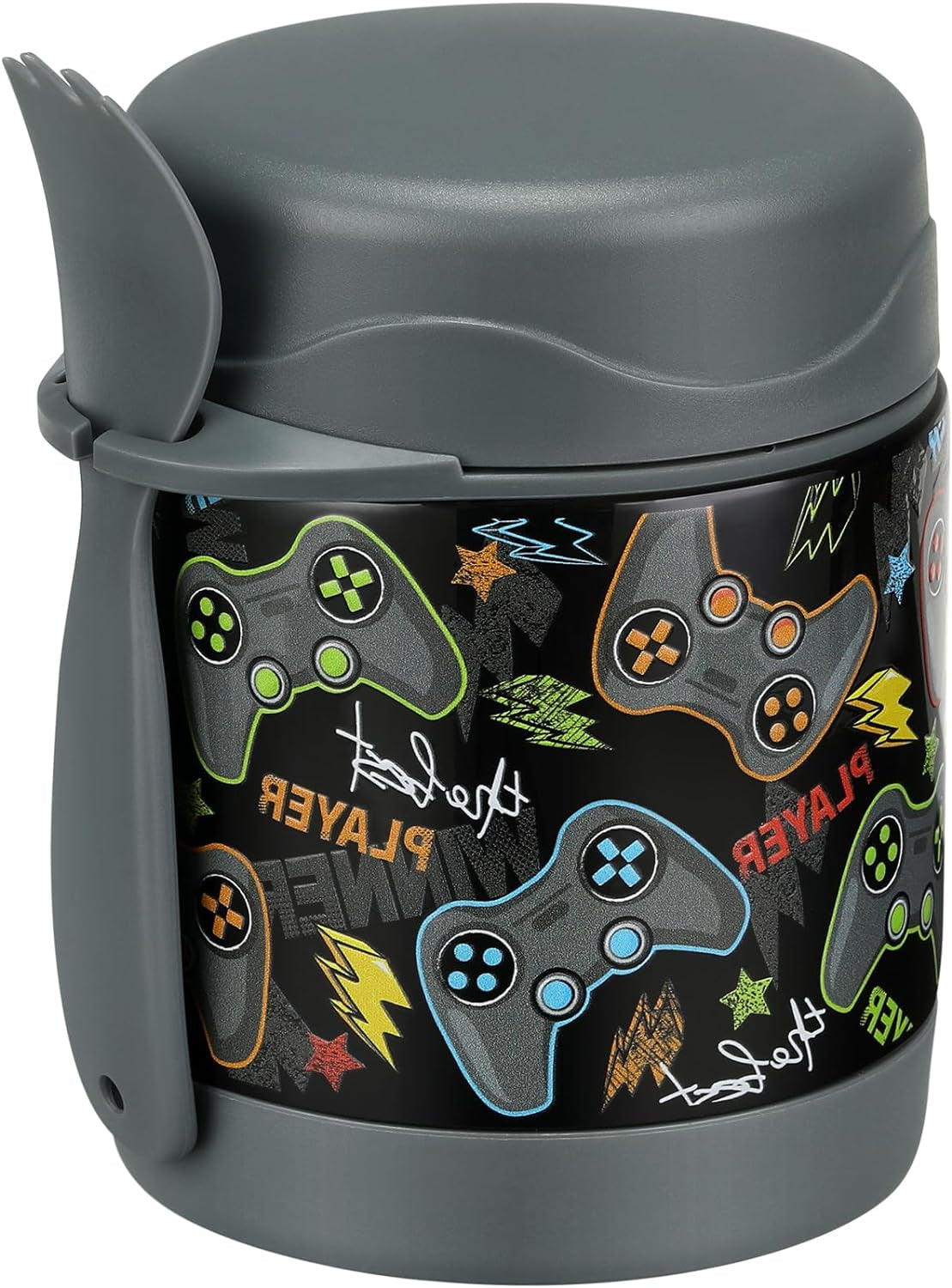 10oz-soup-thermo-for-hot-food-kids-lunch-thermo-kids-food-jar-with-spoon-hot-insulated-food-containers-leak-proof-stainless-steel-wide-mouth-lunch-food-thermo-jar-for-schoolblack-game-console