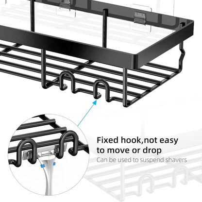 3-Pack Shower Caddy Basket Shelf with Soap Holder, No Drilling Traceless Adhesive Shower Wall Shelves, Rustproof Black Bathroom Shower Storage Organizer5
