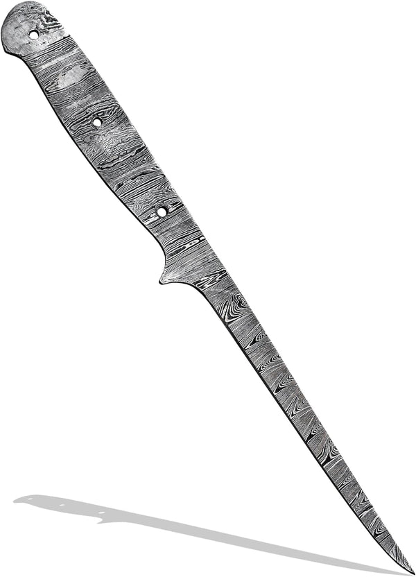 Custom Hand Forged Damascus Steel Blank Blade Fillet Knife Fisherman'S Filet Fishing Knife Blade Damascus Blade Billet Handmade Knife Making Supply (FB-08)2