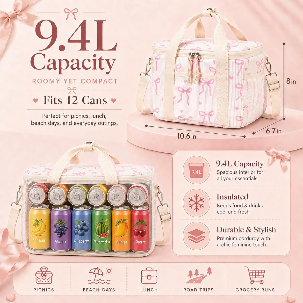 lunch-box-for-women-and-girls-9-4l-insulated-corduroy-leakproof-lunch-tote-bag-with-wide-opening-multiple-pockets-and-adjustable-shoulder-strap-for-work-school-picnic-and-travel-beige-bow