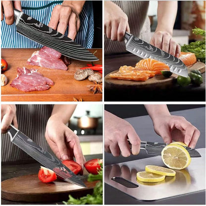 Kitchen Knife Set, 2 Pcs Kitchen Chef Knife Set, Chef Knife,Santoku Knife, with Sharp High Carbon Stainless Steel Forged Blade and Ergonomically Pakkawood Handle, Japanese Knife Set (2Pcs Set)6
