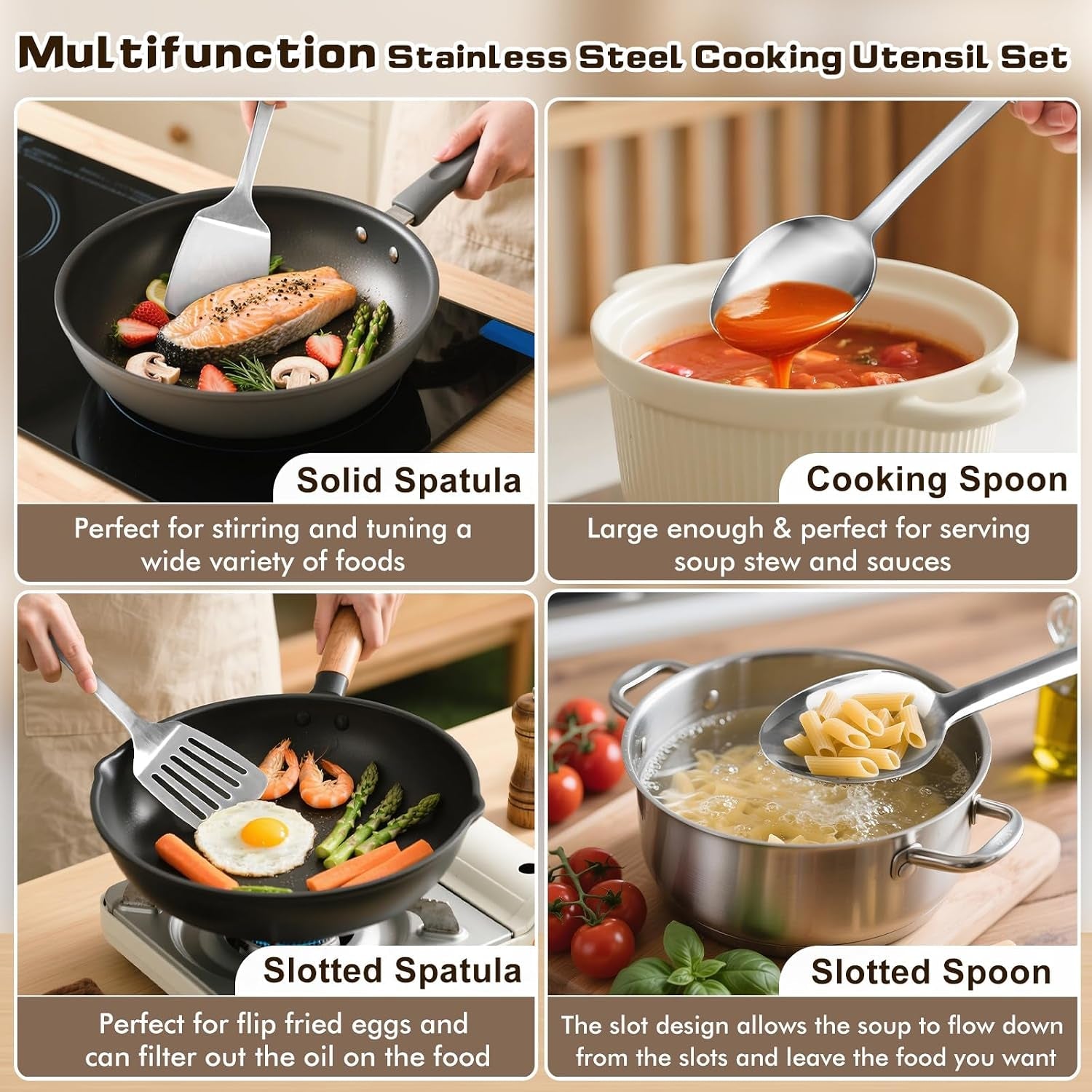 4-pcs-cooking-utensils-set-stainless-steel-kitchen-utensils-heat-resistant-metal-kitchen-tools-include-solid-slotted-turner-wok-spatula-serving-spoon-ergonomic-handle-easy-to-clean-silver