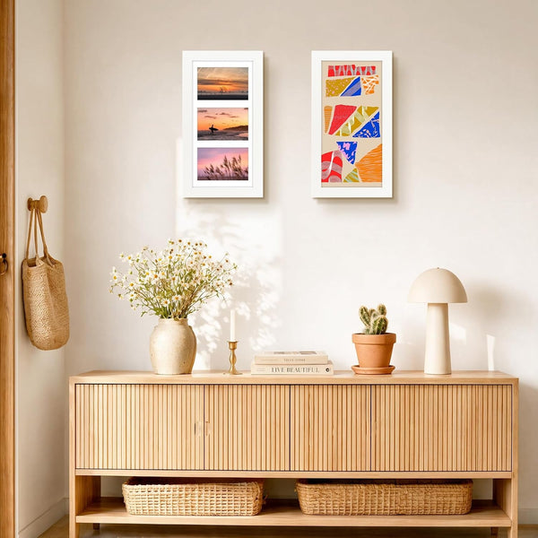 Collage Picture Frame 7X14 Matted 3 4X6 Photos Wood White8
