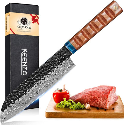 Damascus Santoku Knife 8 Inch,Professional Kitchen Knives,Sharp Damascus Knife,Ergonomic Rosewood Handle with Gift Box for Home & Restaurant1