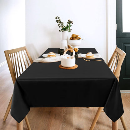 2 Pack Black Tablecloths 60X102 Inch for 6 Feet Rectangle Tables | Stain and Wrinkle Resistant Washable Polyester Table Cover for Dining Tables, Wedding Buffet Parties and Camping2