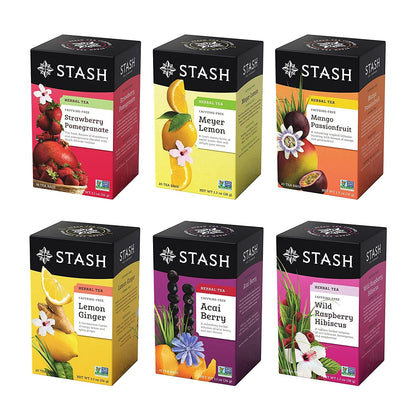 Tea Fruity Herbal Tea 6 Flavor Tea Sampler, 6 Boxes with 18-20 Tea Bags Each1