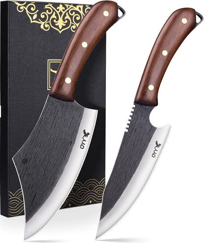 2PCS Kitchen Knife Set, Heavy Duty Meat Cleaver Chef Knife1