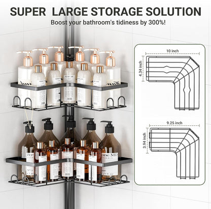 Corner Shower Caddy Tension Pole, 4-Tier Organizer, 47-114 In4