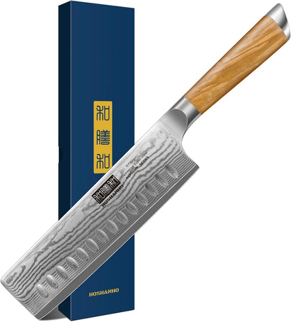 Damascus Nakiri Knife 6.5", Sharp Kitchen Knife for Vegetables1