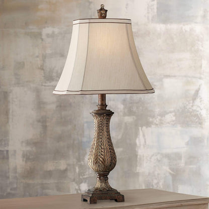 Frond 25" High Table Lamp Old Oak Petite Antique Vase Traditional Brown1