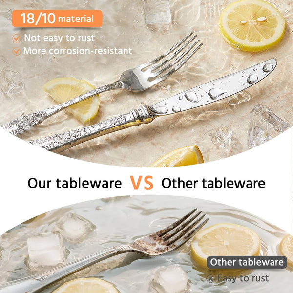 Silverware Set for 4, 20 Piece Flatware Set, 18/10 Stainless Steel | Vintage Carved Handles, Mirror Polished, Dishwasher Safe, Rust Resistant, for Home, Weddings & Housewarming4
