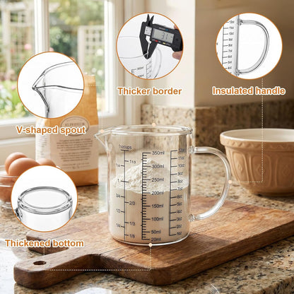 Graduated Glass Measuring Cup with Handle 350ML (12Oz, 1 1/2Cups)5