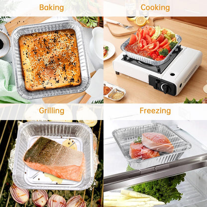 20 Pack 8X8 Aluminum Pans, Disposable Foil Baking Pans | Heavy-Duty Aluminum Foil Pans for Baking, Cooking, Heating, Storing & Meal Prepping - Oven, Freezer & Grill Safe6