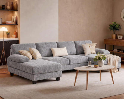 U-Shaped Convertible Sectional Sofa Couch,Fabric, Grey7