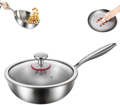 Titanium Wok with Lid, Titanium Wok Pan for Cooking, Non Stick Titanium Frying Pan, No Coating Titaniums Nutri Pans, PFAS/PFOA/PTFE Free, Titanium Cookware with All Cooktops1