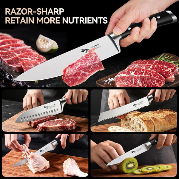 Kitchen Knife Set 5 Piece,Chef Knife Set with Ergonomic Handle | Professional Kitchen Knives for High Carbon Stainless Steel Knives Set , Cooking Knives Sets with Gift Box3