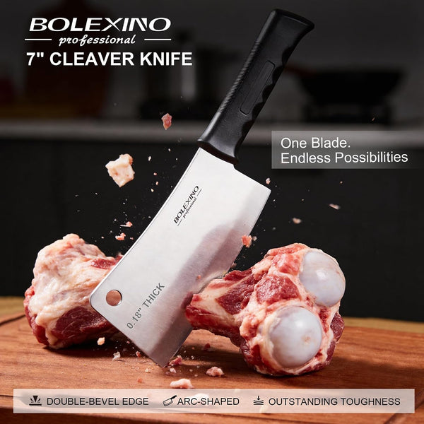 7" Meat Cleaver, High Carbon Steel Butcher Knife, Bone Chopper2