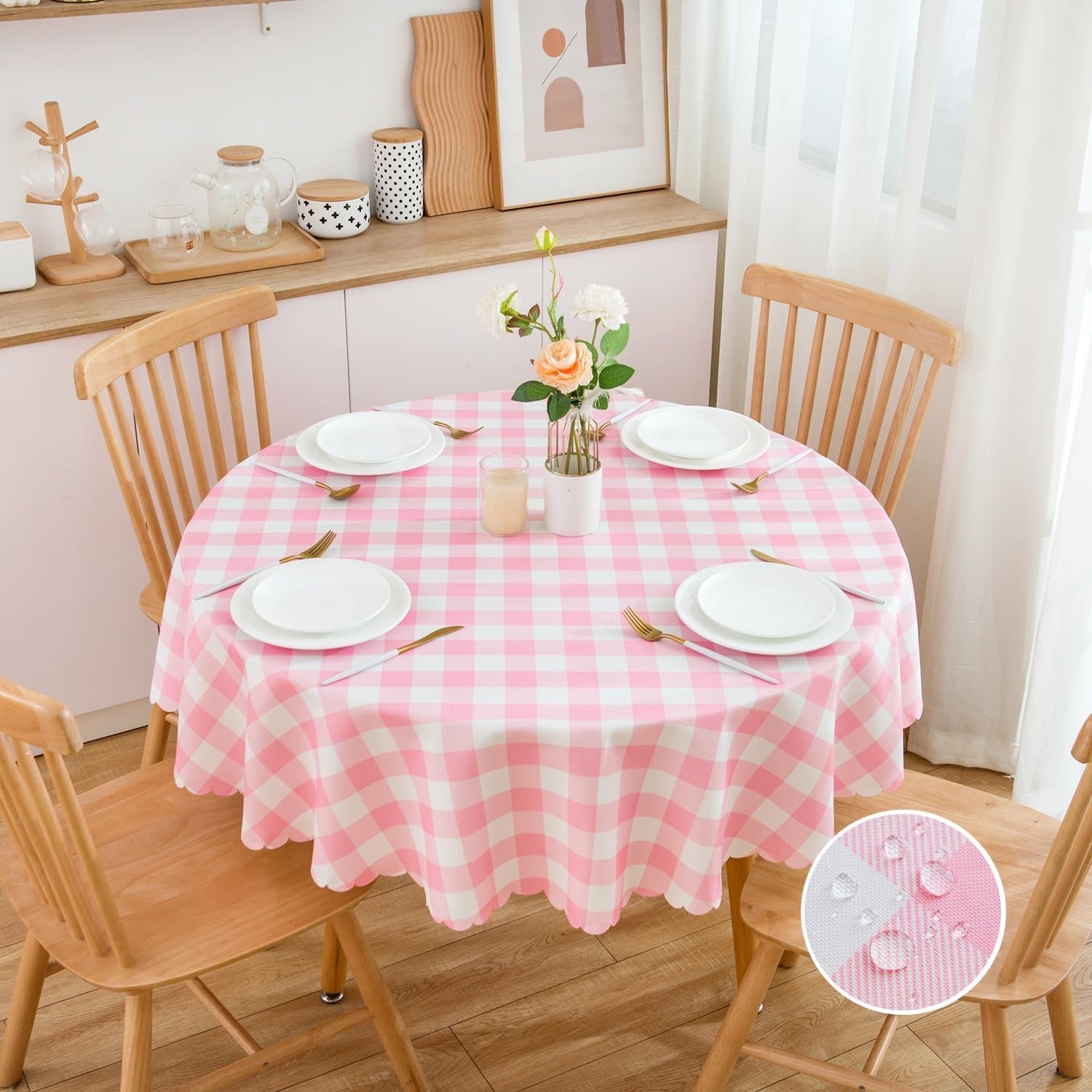 pink-gingham-round-tablecloth-checkered-table-cloth-waterproof-kitchen-table-linens-polyester-buffalo-plaid-wrinkle-free-table-coverbaby-pink-60r-inch