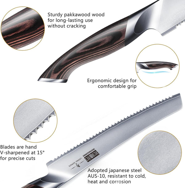 Bread Knife 10 Inch, Ultra Sharp Japanese Serrated Bread Knife2