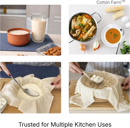 Cotton Farm Grade 100 XL Cheese Cloth for Straining & Cooking; 36X36 Inch; 100% Unbleached Cotton Cheesecloth; Reusable with Finished Edges, Butter Muslin6
