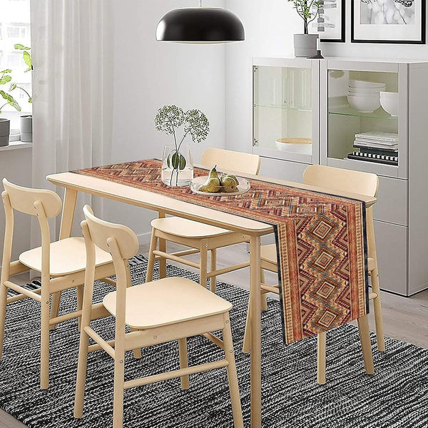 Aztec Print Table Runner,Vintage Style Abstract Geometric Tribal Native American Southwestern Dinner Table Decoration for Home Living Room Kitchen Dining Room 13X36In3