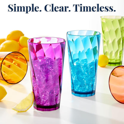 Optix Plastic Reusable Drinking Glasses (Set of 8) 20Oz Water Cups in Jewel Tone Colors | Bpa-Free Tumblers, Made in USA | Top-Rack Dishwasher Safe6
