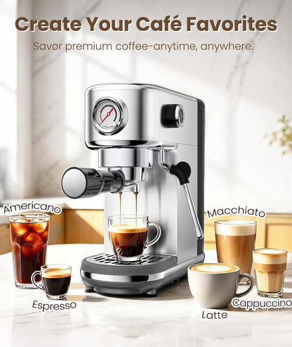 Espresso Machine with Milk Frother, 20 Bar Pressure Espresso Maker2