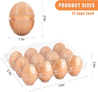 100 Pack Clear Plastic Egg Cartons, Reusable Stackable Egg Containers for Farm, Market & Fridge Storage, 3×4 Grid6
