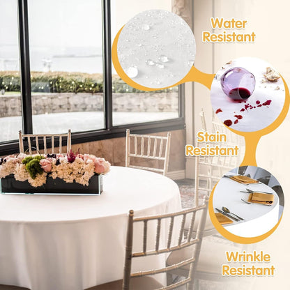 6 Pack White round Tablecloths 120 Inch for 60" Tables3