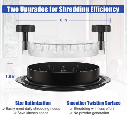 Chicken Shredder Tool Twist, Food-Grade Meat Shredder, Black | 2026 Pro, Visible Lid, Strong Anti-Slip Base, Ergonomic Handle, Chicken Breast Shredder, Suitable for Pork Beef Chicken4