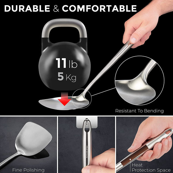 13.5” Blue Carbon Steel Wok Pan + 17’’ Spatula and Ladle + Premium Wok Cover 13.5 Inch Pan Lid5